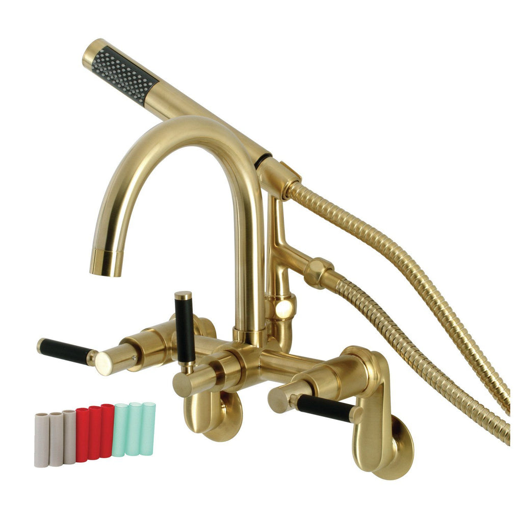 Kaiser Three-Handle 2-Hole Tub Wall Mount Clawfoot Tub Faucet with Hand Shower
