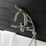 Kaiser Three-Handle 2-Hole Tub Wall Mount Clawfoot Tub Faucet with Hand Shower