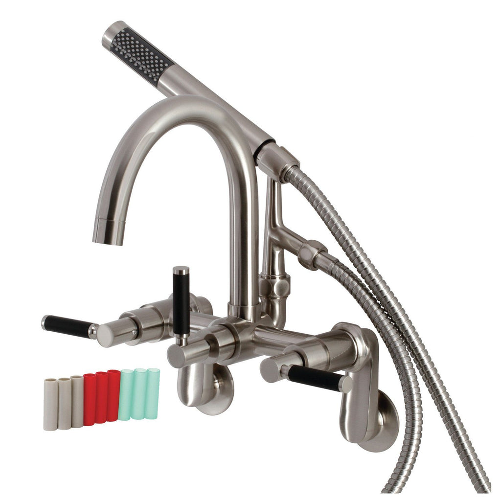 Kaiser Three-Handle 2-Hole Tub Wall Mount Clawfoot Tub Faucet with Hand Shower