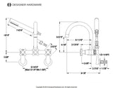 Concord Three-Handle 2-Hole Tub Wall Mount Clawfoot Tub Faucet with Hand Shower