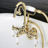 Aqua Vintage Three-Handle 2-Hole Tub Wall Mount Clawfoot Tub Faucet with Hand Shower