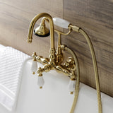 Aqua Vintage Three-Handle 2-Hole Tub Wall Mount Clawfoot Tub Faucet with Hand Shower