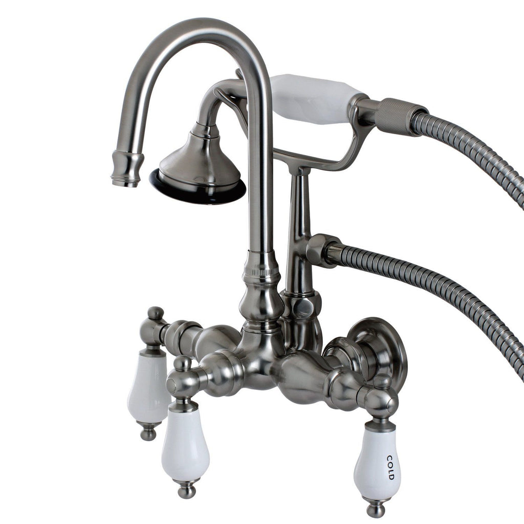 Aqua Vintage Three-Handle 2-Hole Tub Wall Mount Clawfoot Tub Faucet with Hand Shower
