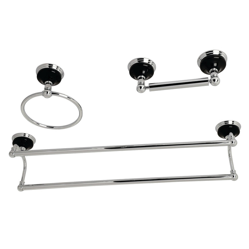 Water Onyx 3-Piece 24-Inch Dual Towel Bar Bathroom Accessory Set