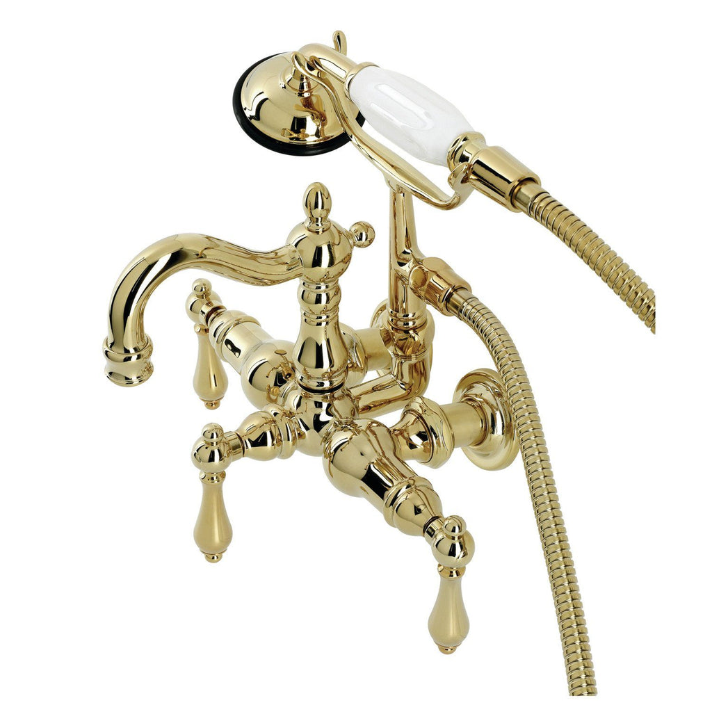 Heritage Three-Handle 2-Hole Tub Wall Mount Clawfoot Tub Faucet with Hand Shower