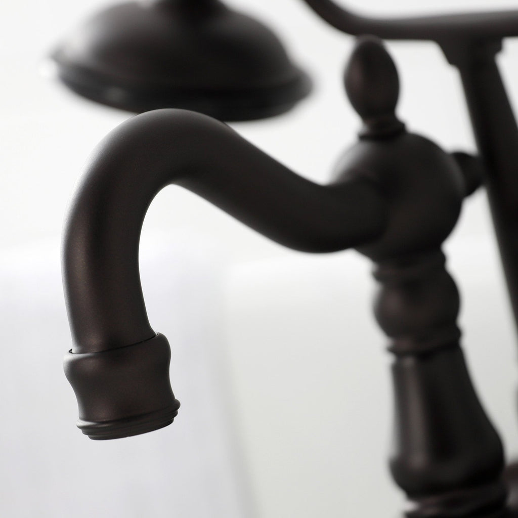 Heritage Three-Handle 2-Hole Tub Wall Mount Clawfoot Tub Faucet with Hand Shower