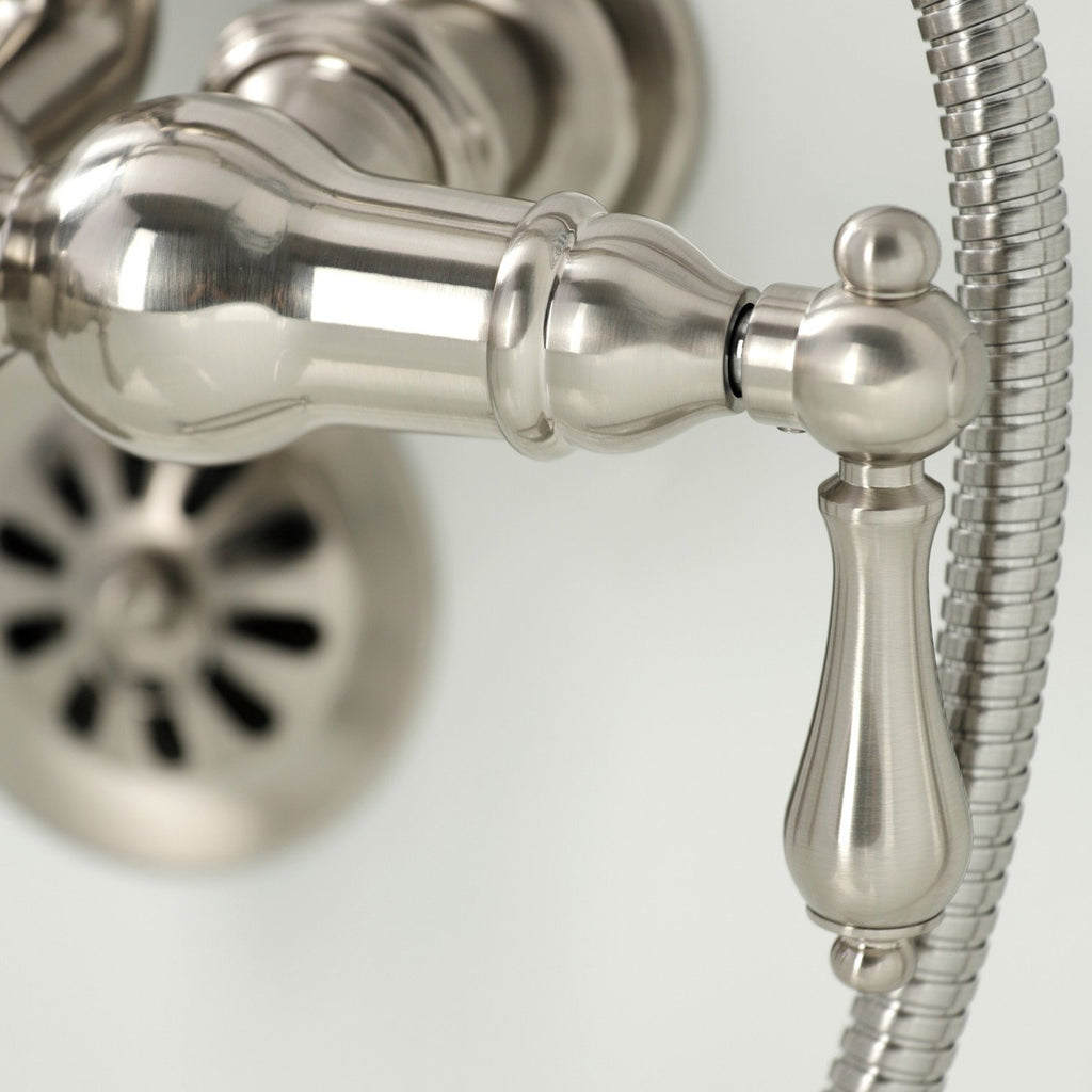 Vintage Three-Handle 2-Hole Tub Wall Mount Clawfoot Tub Faucet with Hand Shower