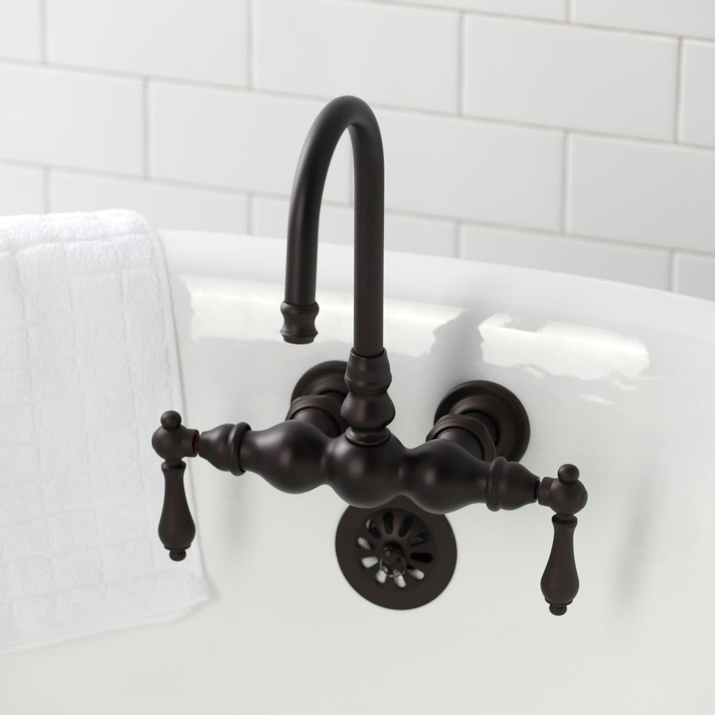 Vintage Two-Handle 2-Hole Tub Wall Mount Clawfoot Tub Faucet