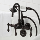 Vintage Three-Handle 2-Hole Tub Wall Mount Clawfoot Tub Faucet with Hand Shower