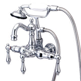 Vintage Three-Handle 2-Hole Tub Wall Mount Clawfoot Tub Faucet with Hand Shower