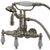 Vintage Three-Handle 2-Hole Tub Wall Mount Clawfoot Tub Faucet with Hand Shower