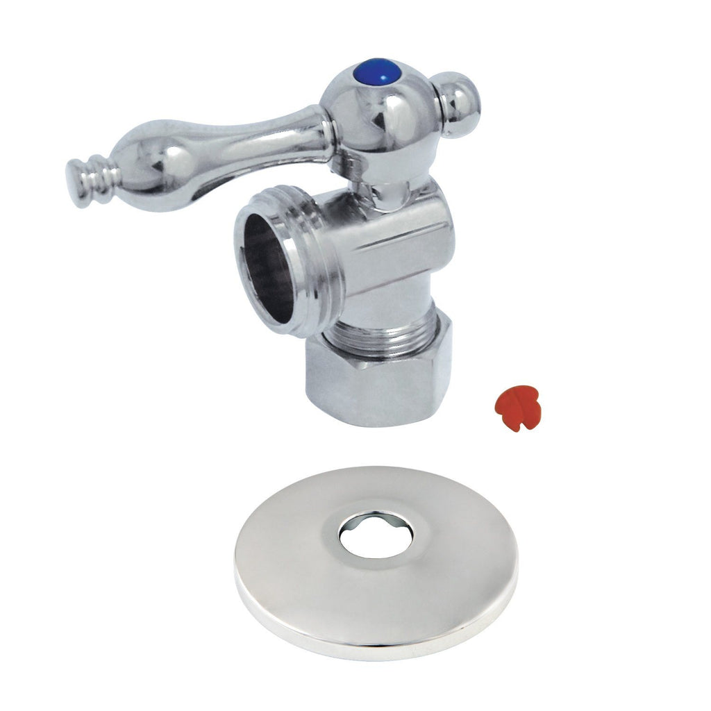 5/8-Inch O.D. Comp x 3/4-Inch Hose Thread Quarter-Turn Angle Shut-Off Valve with Flange