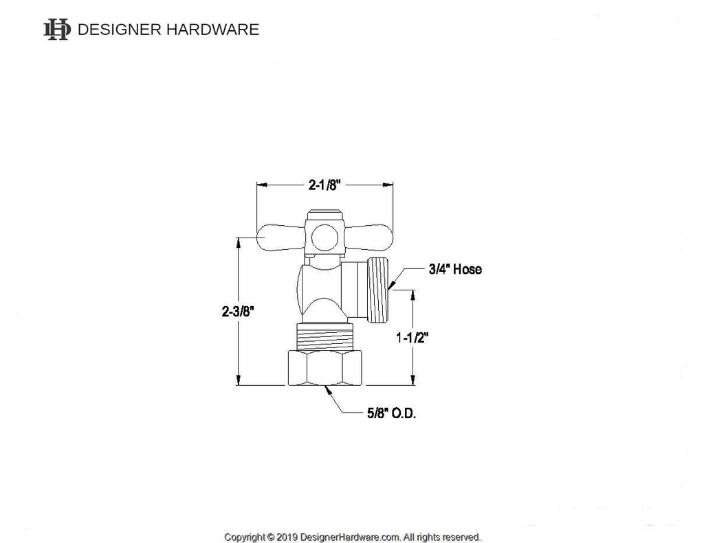 Vintage 5/8-Inch O.D. Comp x 3/4-Inch Hose Thread Quarter-Turn Angle Shut-Off Valve