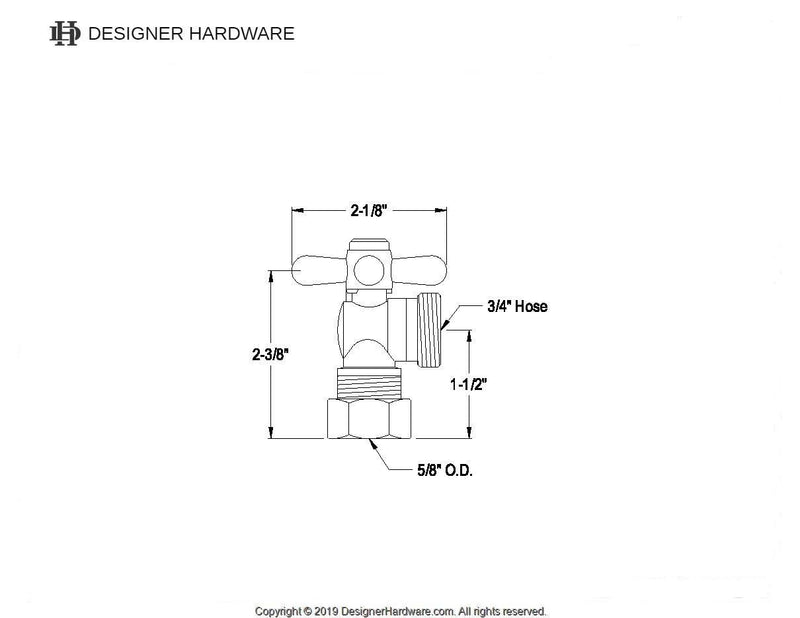 Vintage 5/8-Inch O.D. Comp x 3/4-Inch Hose Thread Quarter-Turn Angle Shut-Off Valve