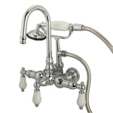 Vintage Three-Handle 2-Hole Tub Wall Mount Clawfoot Tub Faucet with Hand Shower