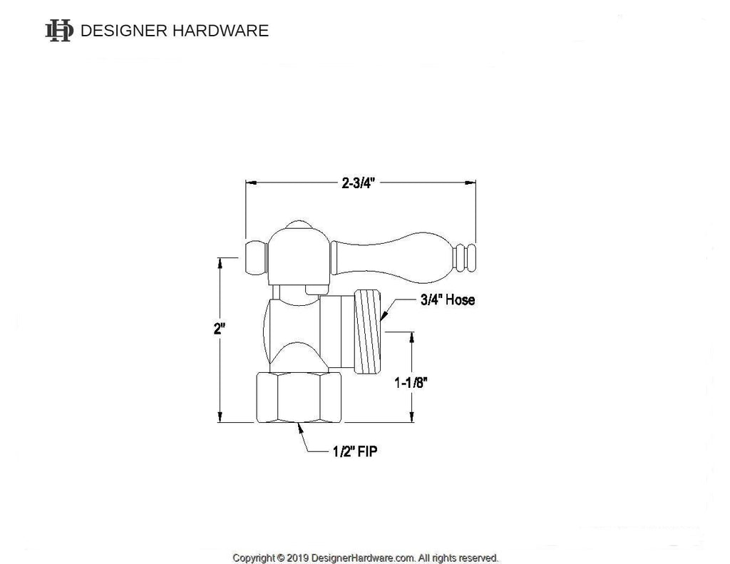Vintage 1/2-Inch FIP x 3/4-Inch Hose Thread Quarter-Turn Angle Shut-Off Valve, for Washing Machine