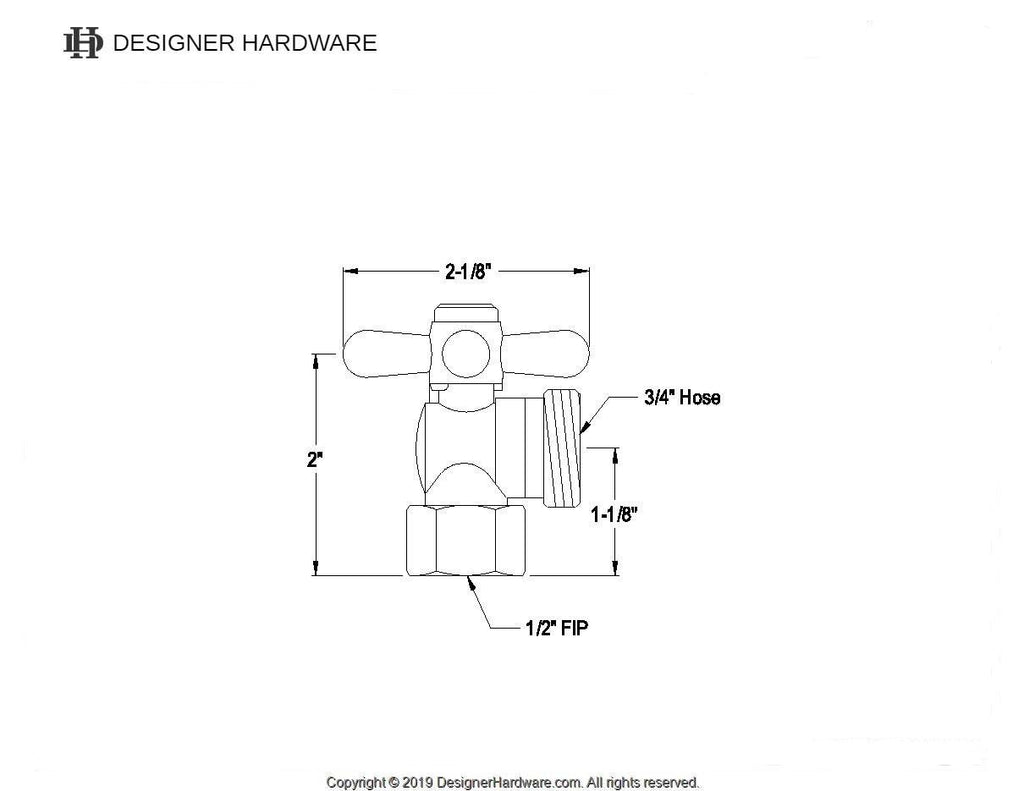 Vintage 1/2-Inch FIP x 3/4-Inch Hose Thread Quarter-Turn Angle Shut-Off Valve, for Washing Machine