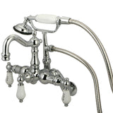 Vintage Three-Handle 2-Hole Tub Wall Mount Clawfoot Tub Faucet with Hand Shower