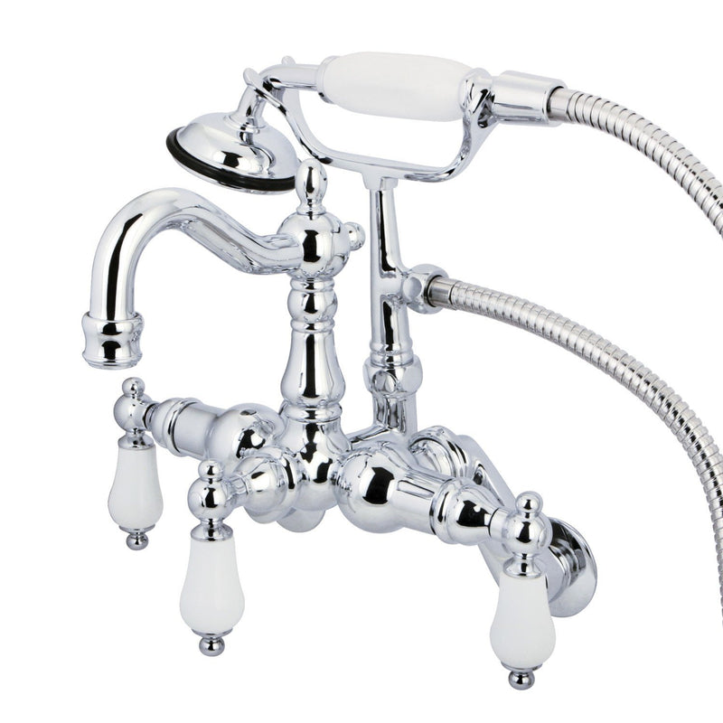 Vintage Three-Handle 2-Hole Tub Wall Mount Clawfoot Tub Faucet with Hand Shower