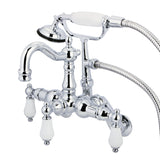Vintage Three-Handle 2-Hole Tub Wall Mount Clawfoot Tub Faucet with Hand Shower