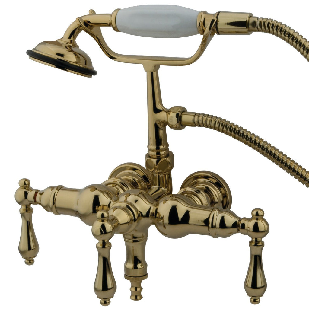 Vintage Three-Handle 2-Hole Tub Wall Mount Clawfoot Tub Faucet with Hand Shower