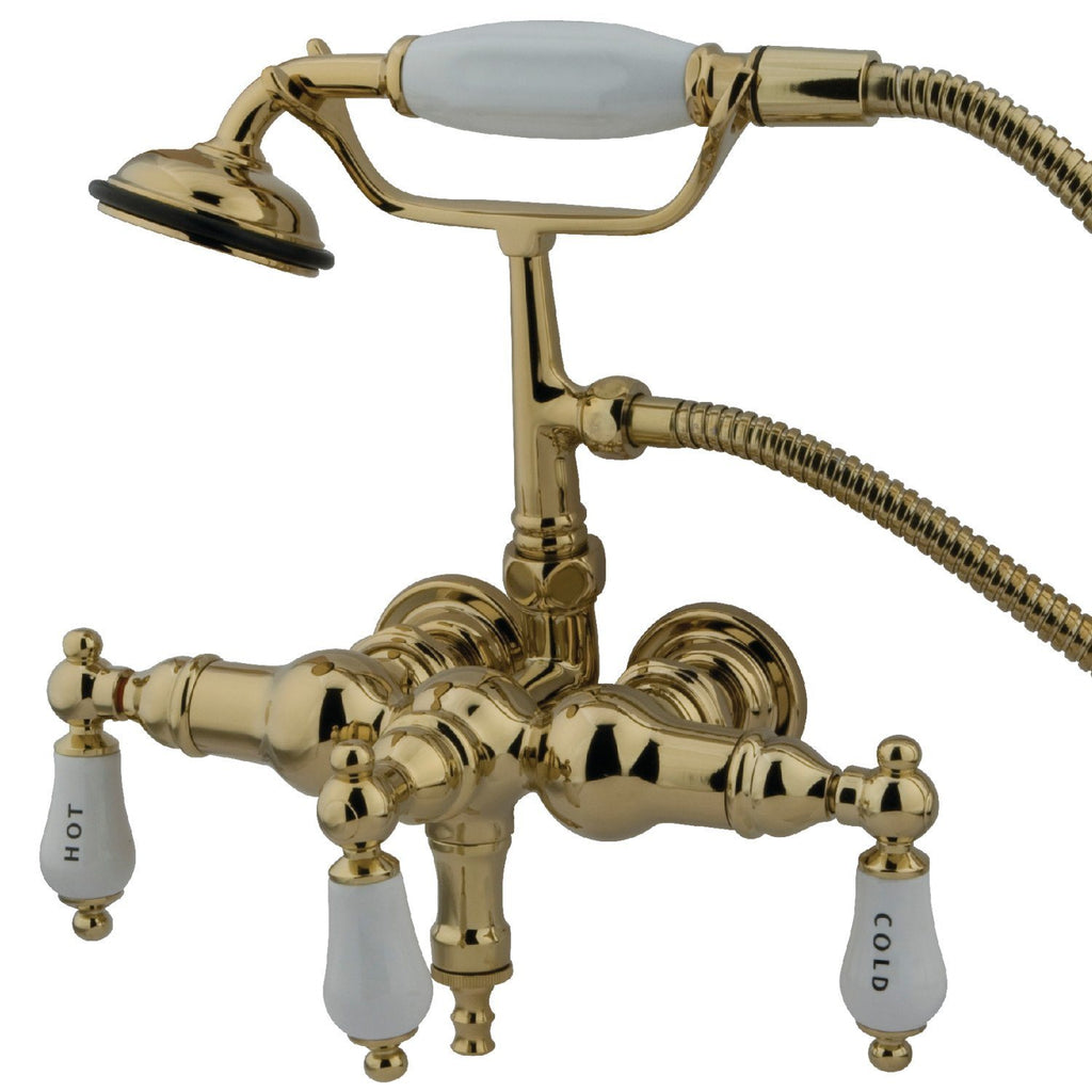 Vintage Three-Handle 2-Hole Tub Wall Mount Clawfoot Tub Faucet with Hand Shower