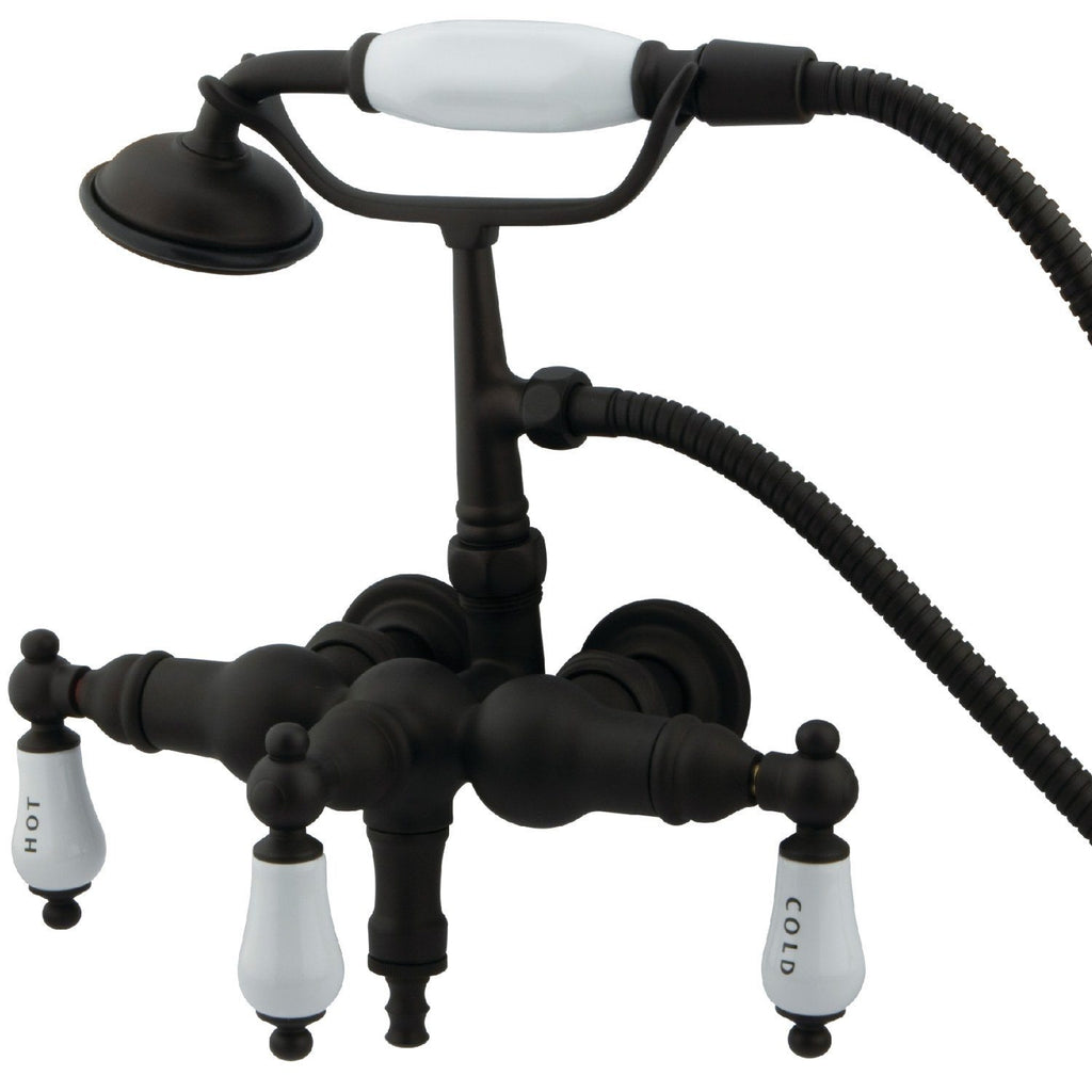 Vintage Three-Handle 2-Hole Tub Wall Mount Clawfoot Tub Faucet with Hand Shower