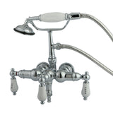Vintage Three-Handle 2-Hole Tub Wall Mount Clawfoot Tub Faucet with Hand Shower