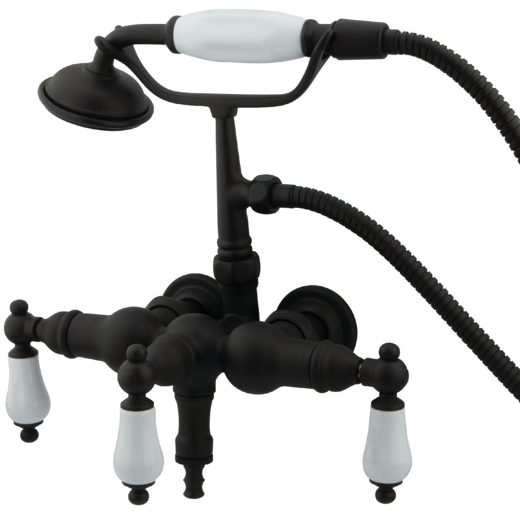 Vintage Three-Handle 2-Hole Tub Wall Mount Clawfoot Tub Faucet with Hand Shower