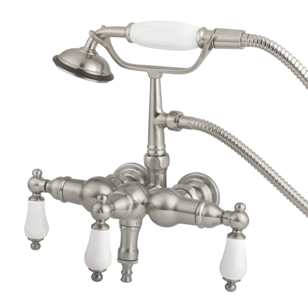 Vintage Three-Handle 2-Hole Tub Wall Mount Clawfoot Tub Faucet with Hand Shower