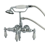 Vintage Three-Handle 2-Hole Tub Wall Mount Clawfoot Tub Faucet with Hand Shower