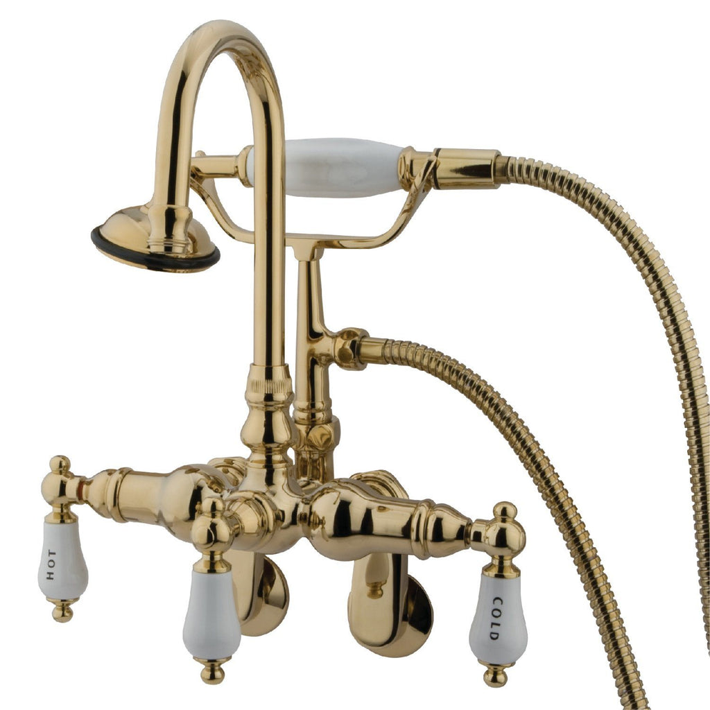 Vintage Three-Handle 2-Hole Tub Wall Mount Clawfoot Tub Faucet with Hand Shower