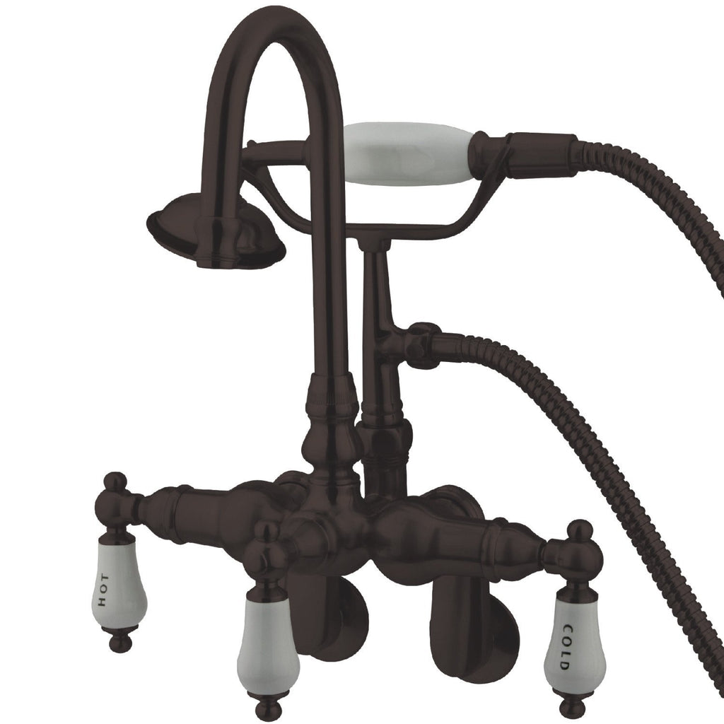 Vintage Three-Handle 2-Hole Tub Wall Mount Clawfoot Tub Faucet with Hand Shower