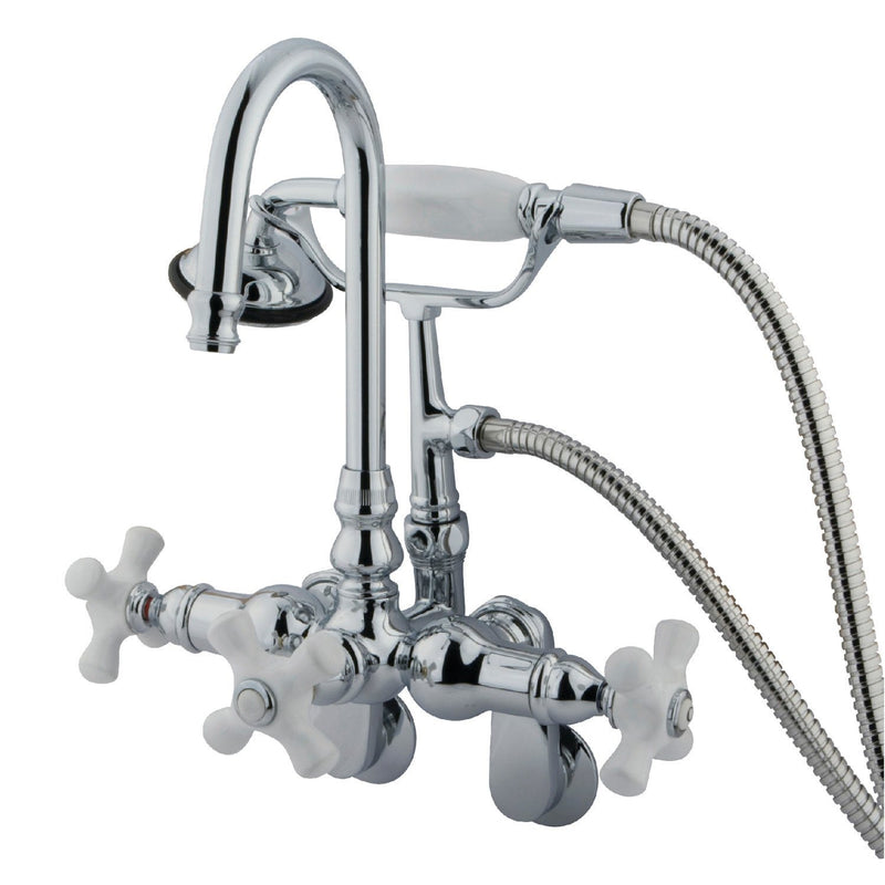 Vintage Three-Handle 2-Hole Tub Wall Mount Clawfoot Tub Faucet with Hand Shower