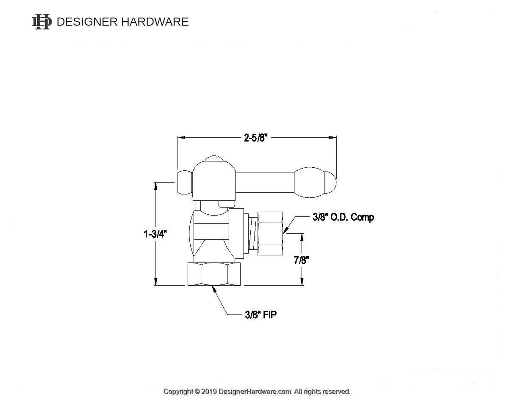 Vintage 3/8-Inch FIP x 3/8-Inch O.D. Comp Quarter-Turn Angle Shut-Off Valve