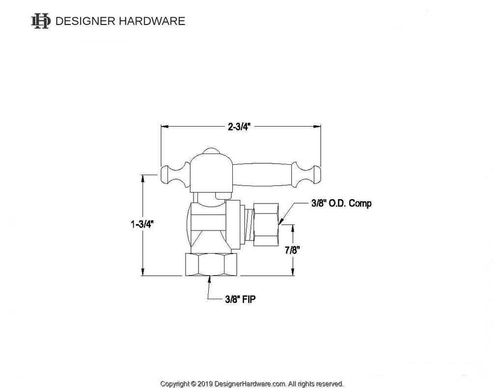 Vintage 3/8-Inch FIP x 3/8-Inch O.D. Comp Quarter-Turn Angle Shut-Off Valve