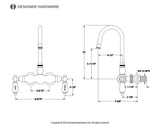 Vintage Two-Handle 2-Hole Tub Wall Mount Clawfoot Tub Faucet