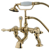 Vintage Three-Handle 2-Hole Deck-Mount Clawfoot Tub Faucet with Hand Shower