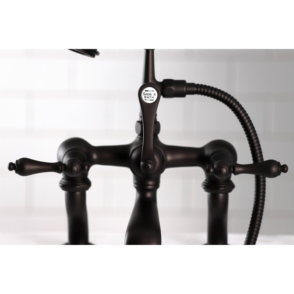 Vintage Three-Handle 2-Hole Deck-Mount Clawfoot Tub Faucet with Hand Shower