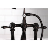 Vintage Three-Handle 2-Hole Deck-Mount Clawfoot Tub Faucet with Hand Shower