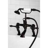 Vintage Three-Handle 2-Hole Deck-Mount Clawfoot Tub Faucet with Hand Shower