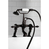 Vintage Three-Handle 2-Hole Deck-Mount Clawfoot Tub Faucet with Hand Shower