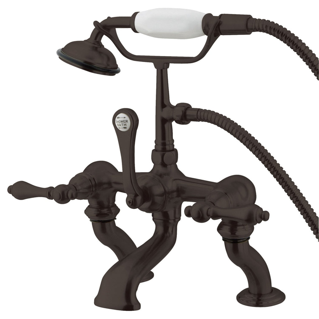 Vintage Three-Handle 2-Hole Deck-Mount Clawfoot Tub Faucet with Hand Shower