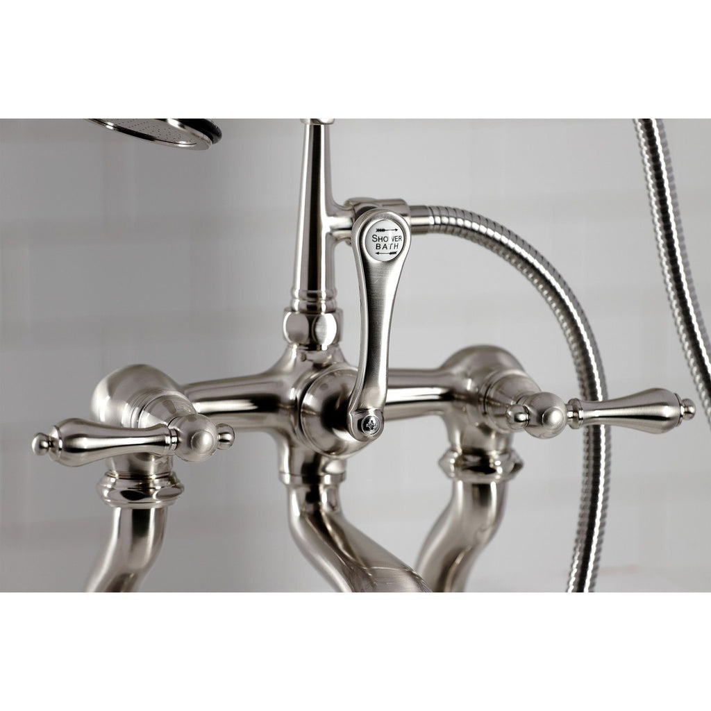 Vintage Three-Handle 2-Hole Deck-Mount Clawfoot Tub Faucet with Hand Shower
