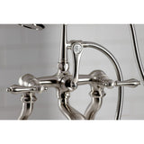 Vintage Three-Handle 2-Hole Deck-Mount Clawfoot Tub Faucet with Hand Shower