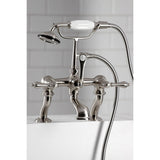 Vintage Three-Handle 2-Hole Deck-Mount Clawfoot Tub Faucet with Hand Shower