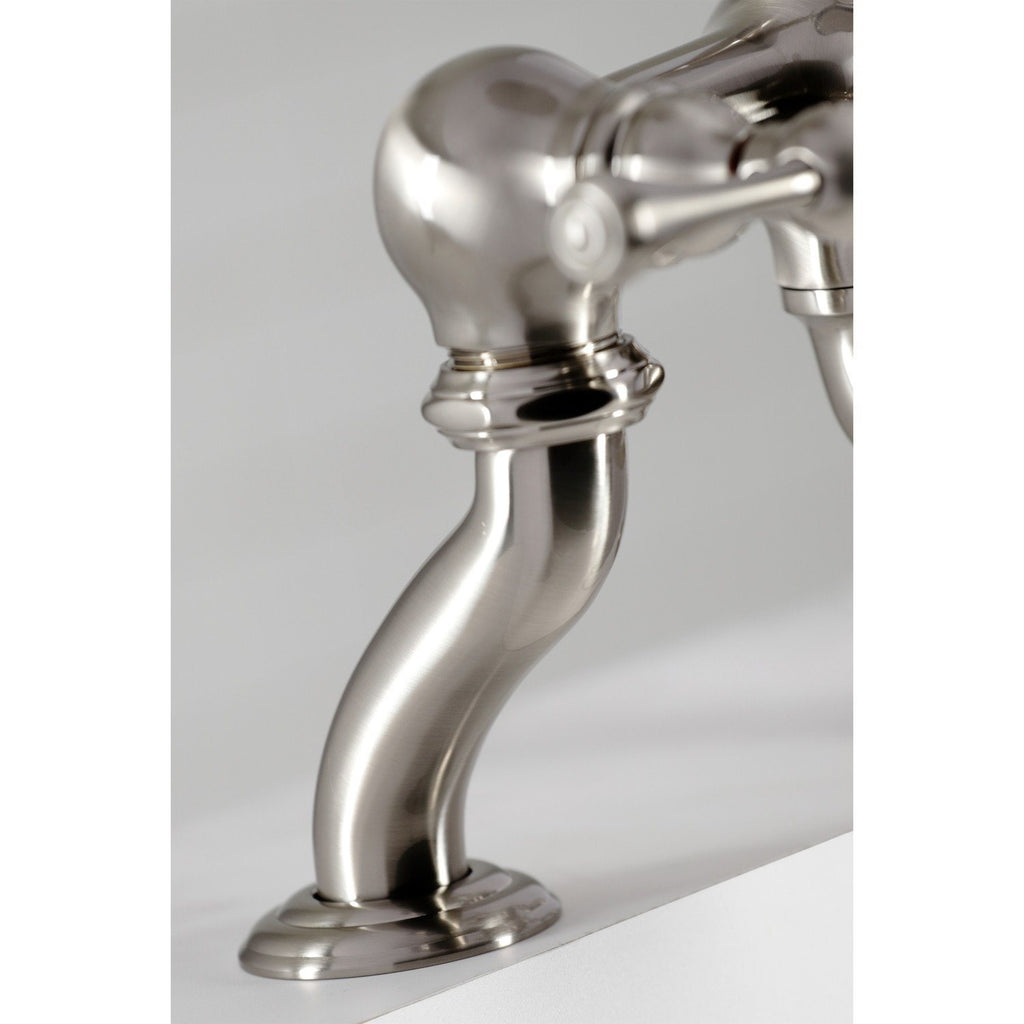 Three-Handle 2-Hole Deck-Mount Clawfoot Tub Faucet with Hand Shower