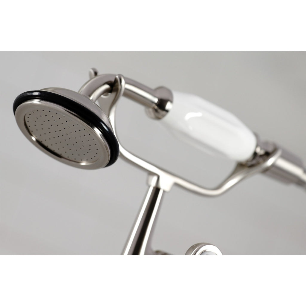 Three-Handle 2-Hole Deck-Mount Clawfoot Tub Faucet with Hand Shower
