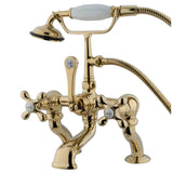Vintage Three-Handle 2-Hole Deck-Mount Clawfoot Tub Faucet with Hand Shower