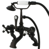 Vintage Three-Handle 2-Hole Deck-Mount Clawfoot Tub Faucet with Hand Shower